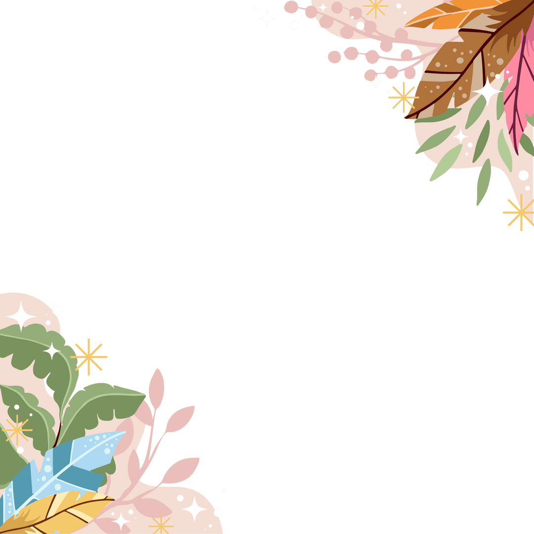 Elegant Botanical Ornaments with Leaves on Transparent Background