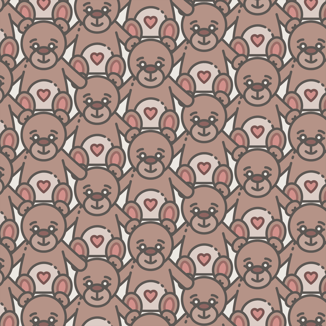 Seamless Teddy Bear Pattern on Transparent Background, Toys Design