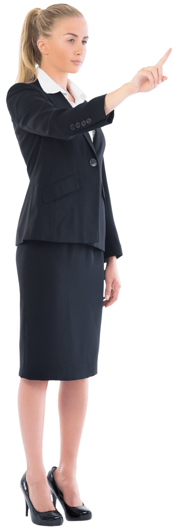 Focused Businesswoman Pointing on a Transparent Background