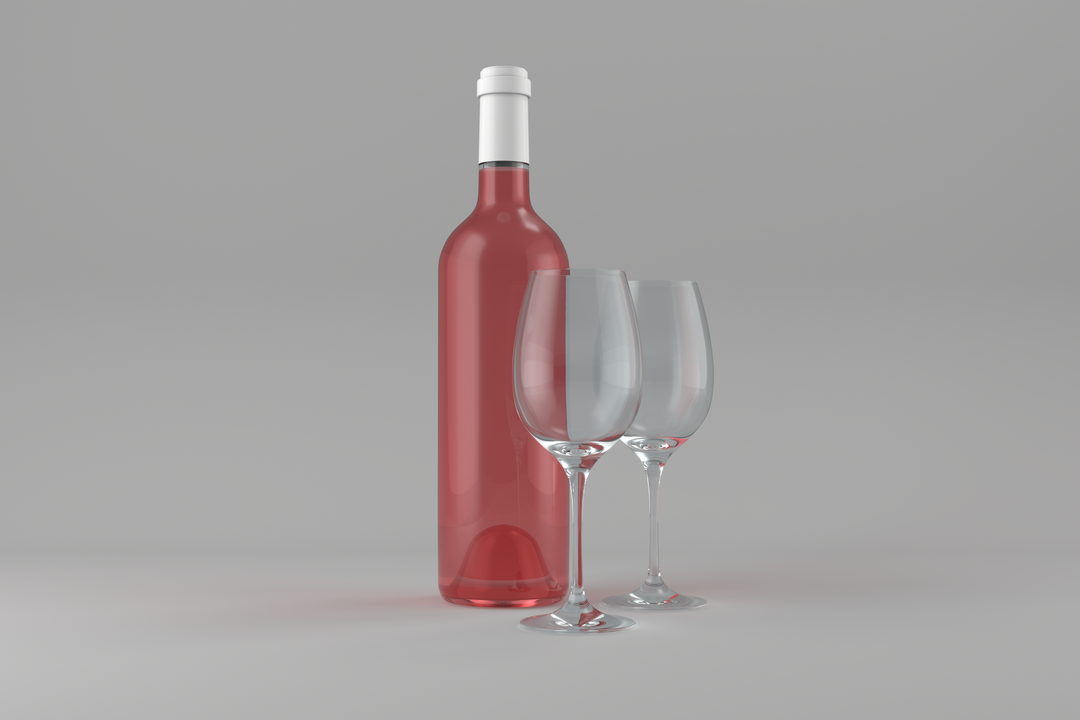 Red wine bottle transparent with two empty wine glasses - Download Free Stock Images Pikwizard.com