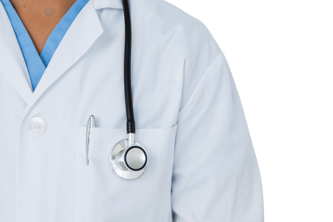Transparent Background Doctor with Stethoscope and Lab Coat