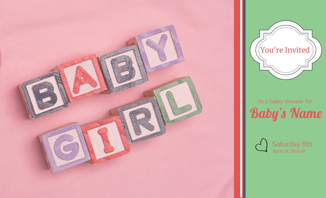 Baby Girl Blocks for Baby Shower Invitations and Gender Reveal Announcements - Download Free Stock Templates Pikwizard.com