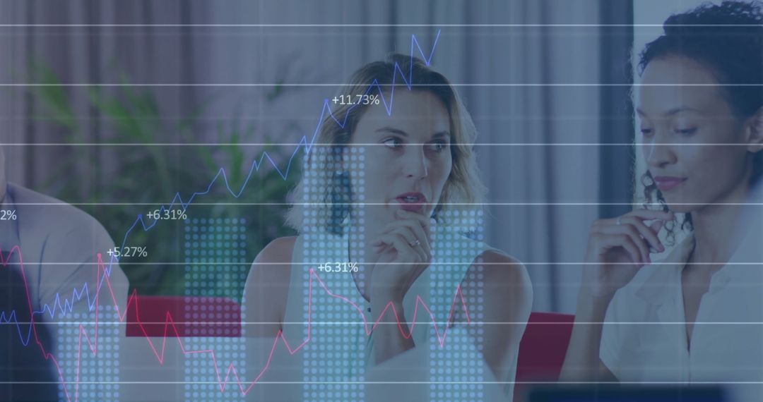 Business Analysis with Financial Data Overlay in Modern Office