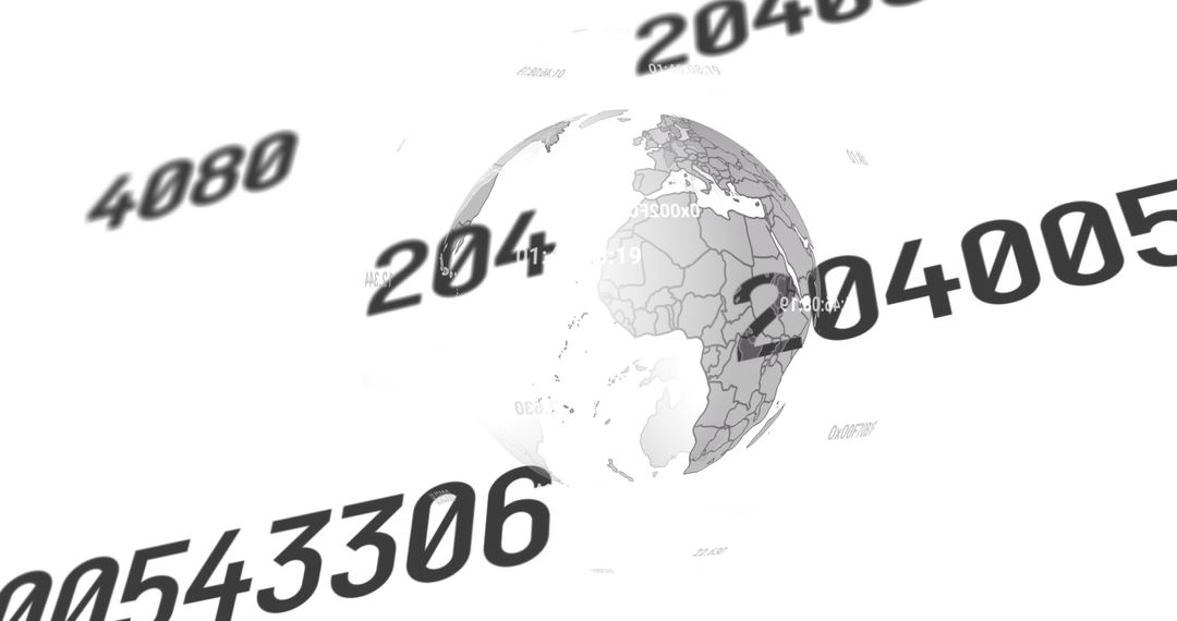 Spinning Globe Highlighting Dynamic Changing Numbers