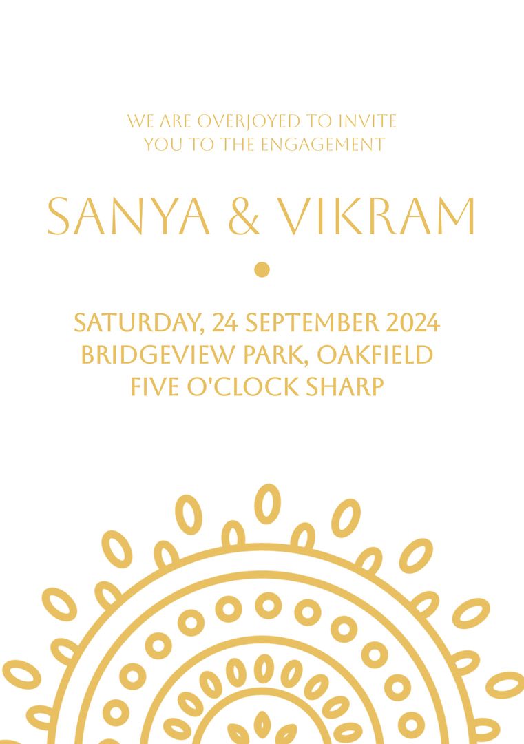 Elegant White and Gold Engagement Party Invitation - Download Free Stock Templates Pikwizard.com