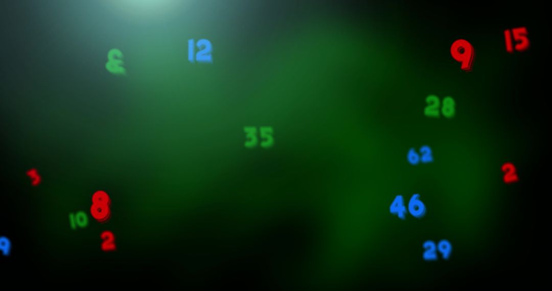 Multicolored Floating Numbers on Dark Background