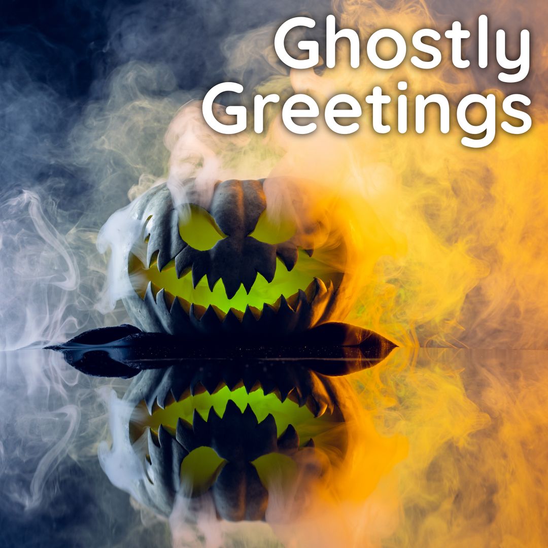 Spooky Jack-o'-Lantern with Smoky Background and Greeting