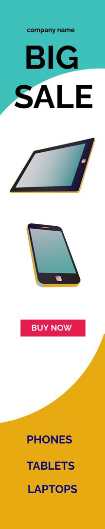 Colorful Tech Sale Banner with Smartphone and Tablet Illustration