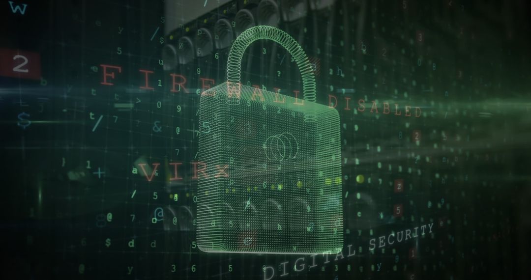 Cybersecurity Concept Background with Digital Padlock