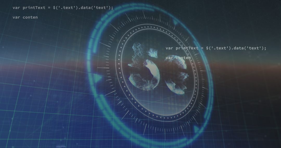 Digital Data Processing with Futuristic Blue Interface