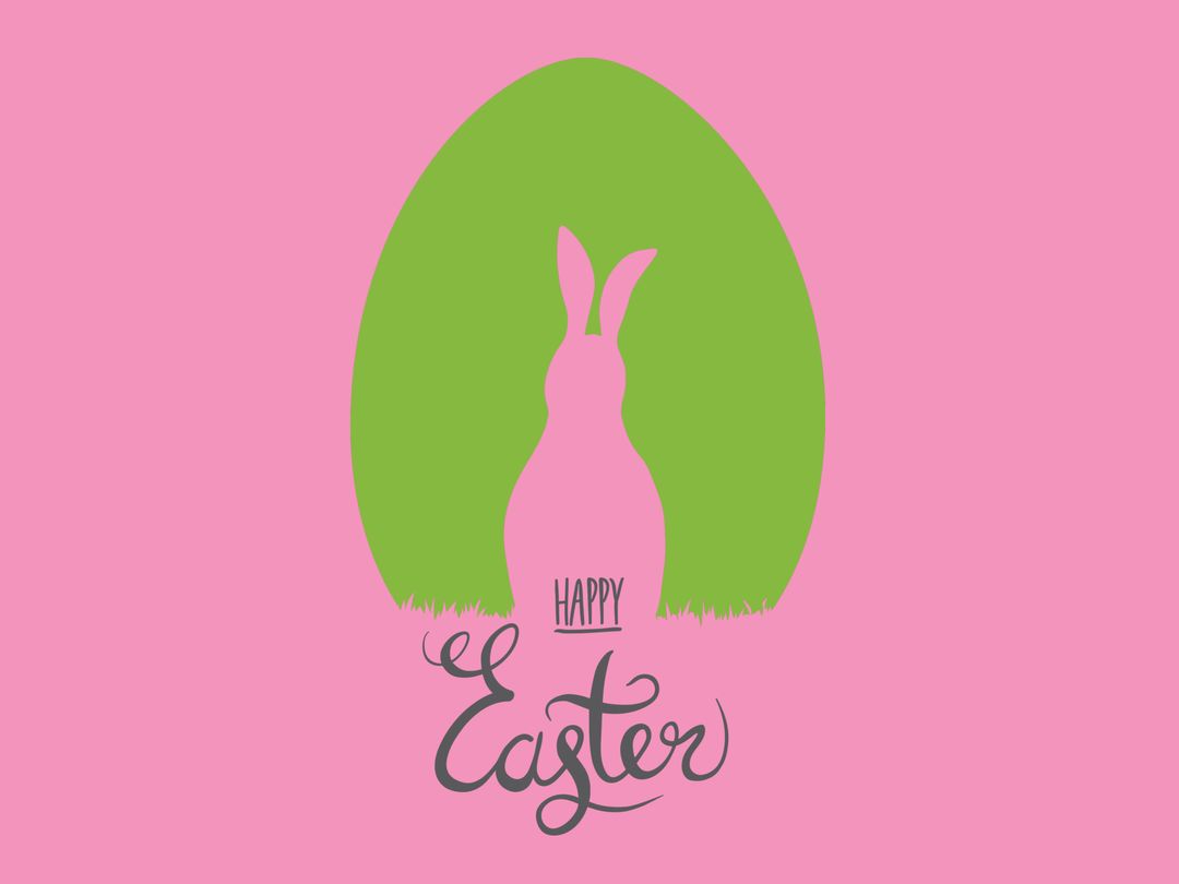 Easter Bunny Silhouette Inside a Green Egg Shape