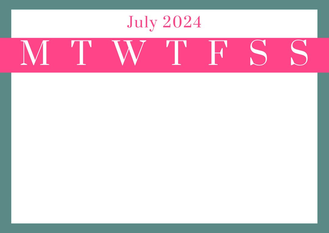 Clean Minimalist July 2024 Calendar Template for Scheduling - Download Free Stock Templates Pikwizard.com