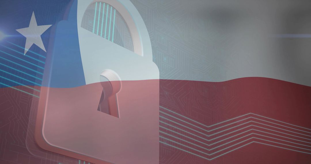 Cybersecurity Concept with Chilean Flag and Digital Padlock Icon