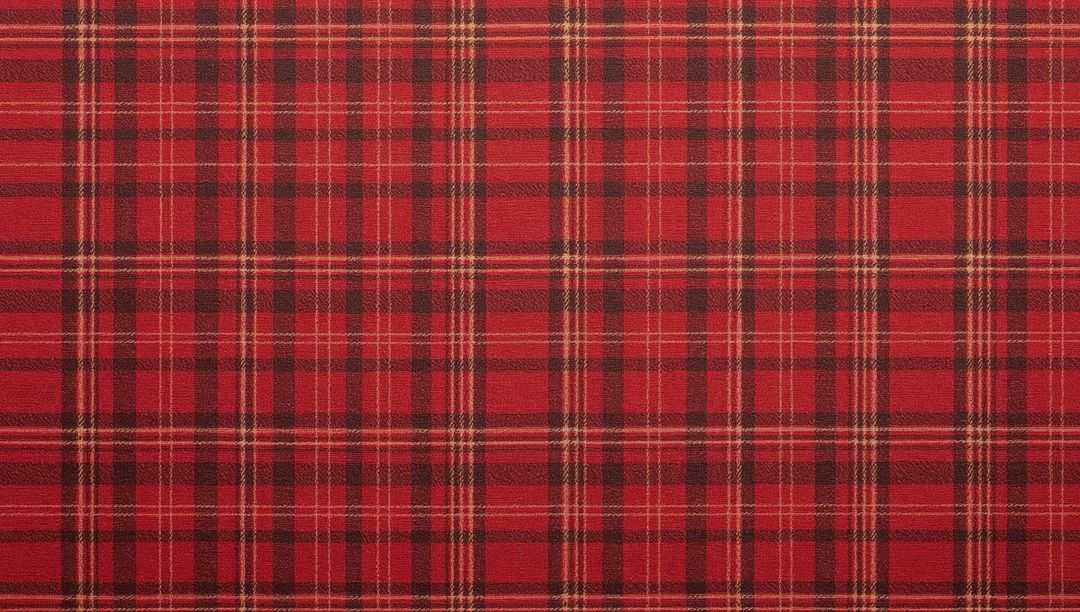 Red Tartan Plaid Textile Pattern Featuring Woven Texture and Classic Scottish Check Design