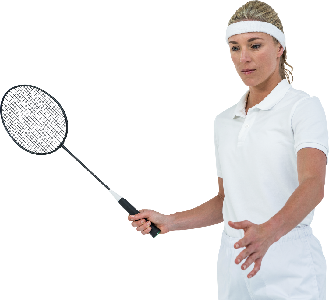 Caucasian Female Badminton Player Isolated on Transparent Background - Download Free Stock Images Pikwizard.com