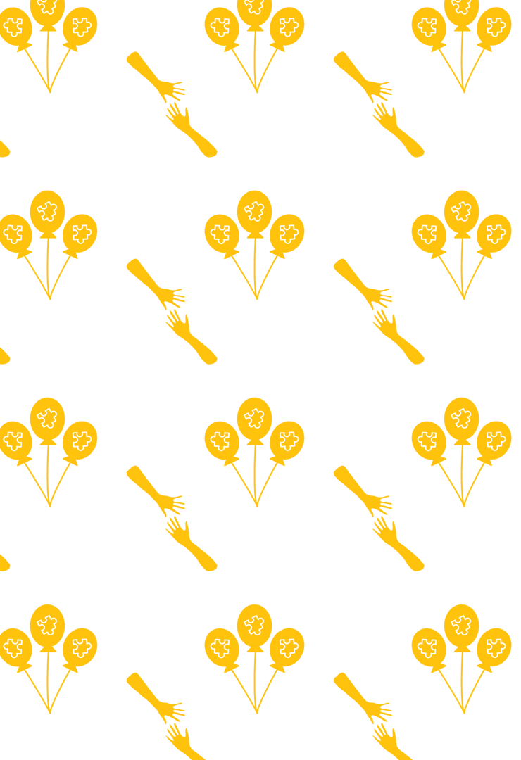 Yellow Hands and Balloons Seamless Pattern on Transparent Background