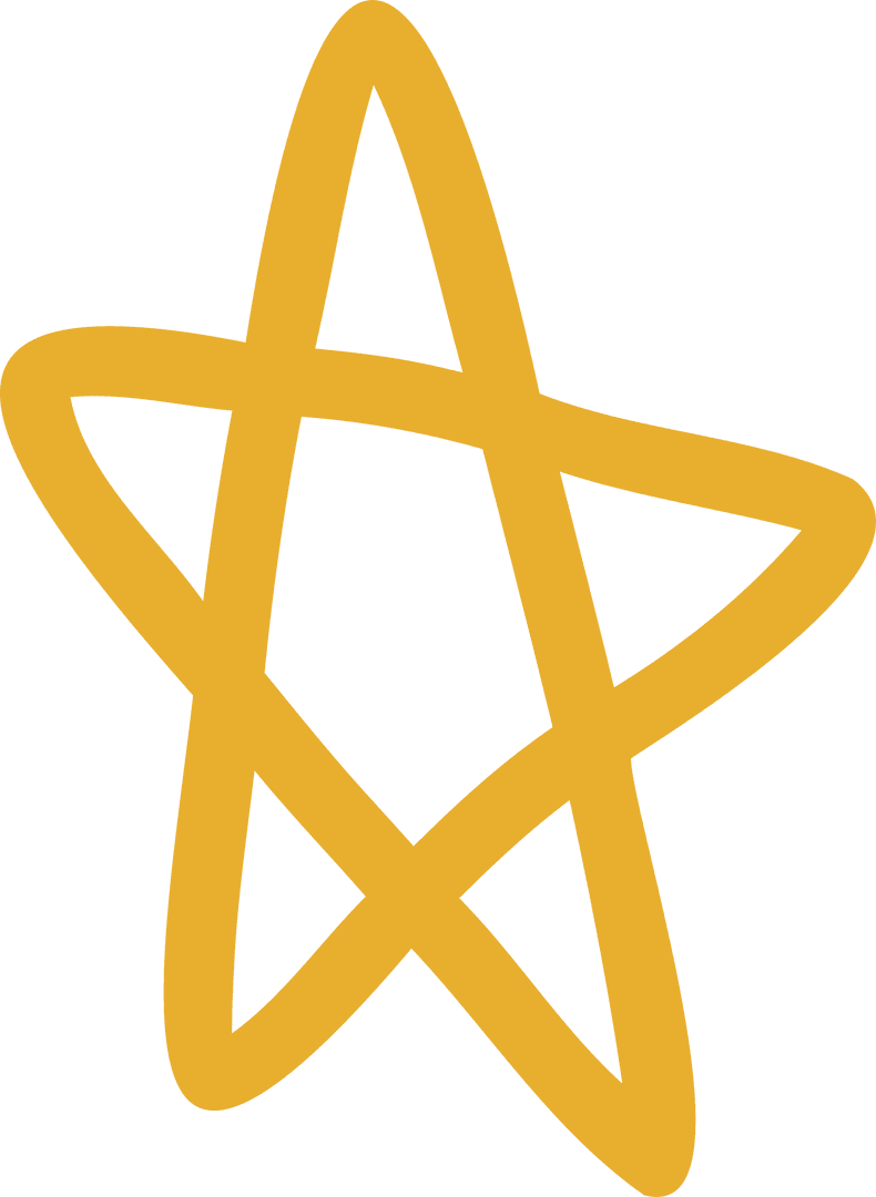 Abstract Hand-Drawn Star Icon on Transparent Background