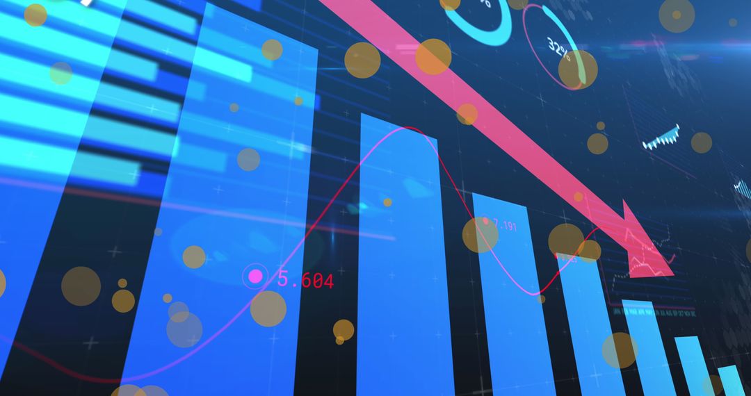 Digital Data Decline on Blue Futuristic Interface