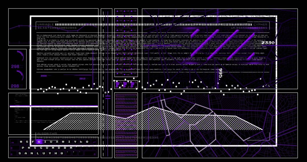 Futuristic Interface with Digital Data and Global Network Visualization