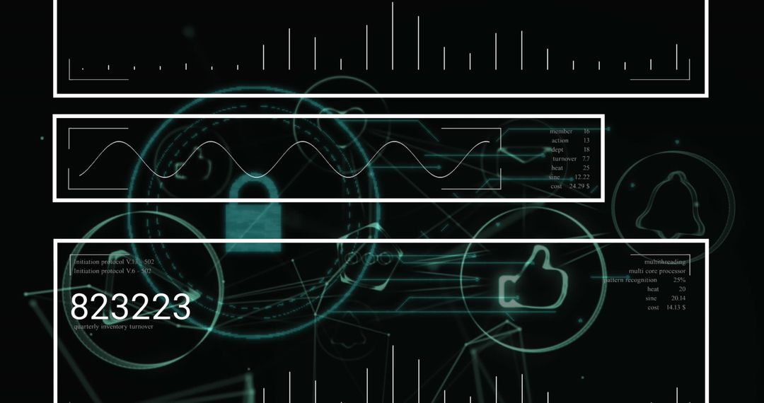 Futuristic Data Processing Interface Background with Digital Elements