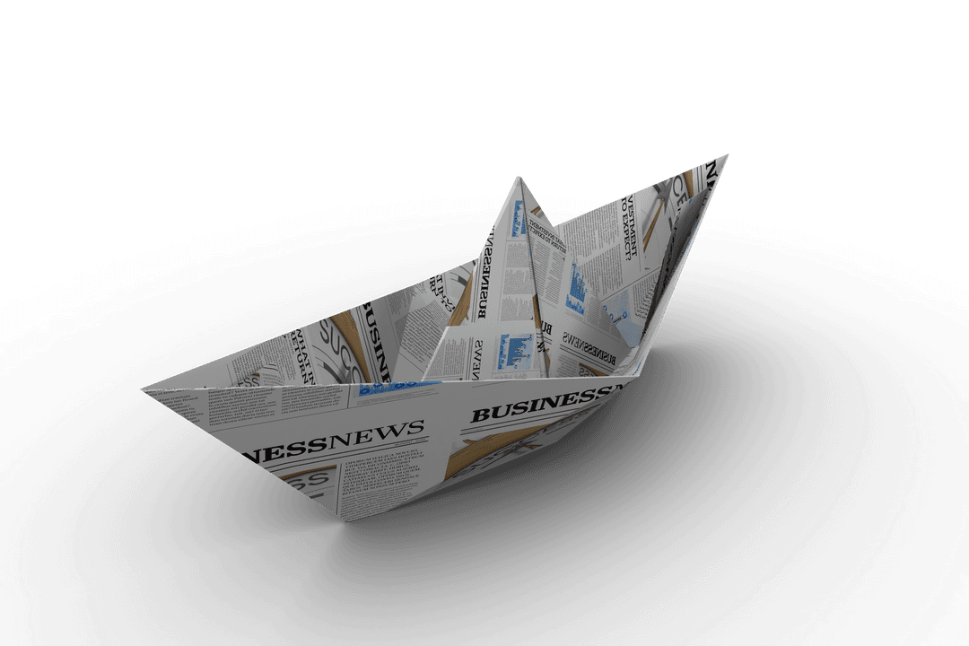 Transparent Newspaper Boat on White Background