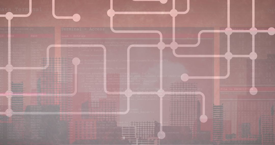 Digital Network Connections and Data Overlay on Cityscape