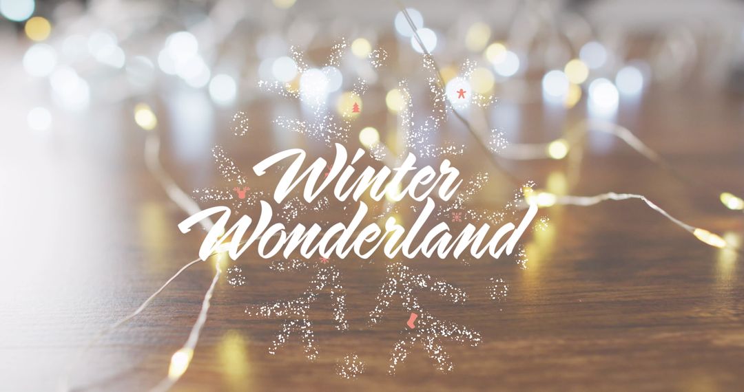 Winter Wonderland Text with Festive Fairy Lights