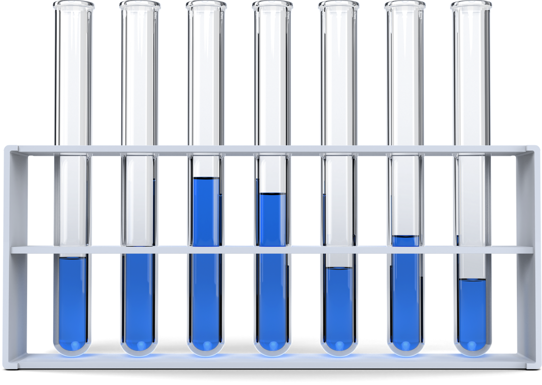 Transparent Test Tubes with Blue Solution in Rack on White Background - Download Free Stock Images Pikwizard.com