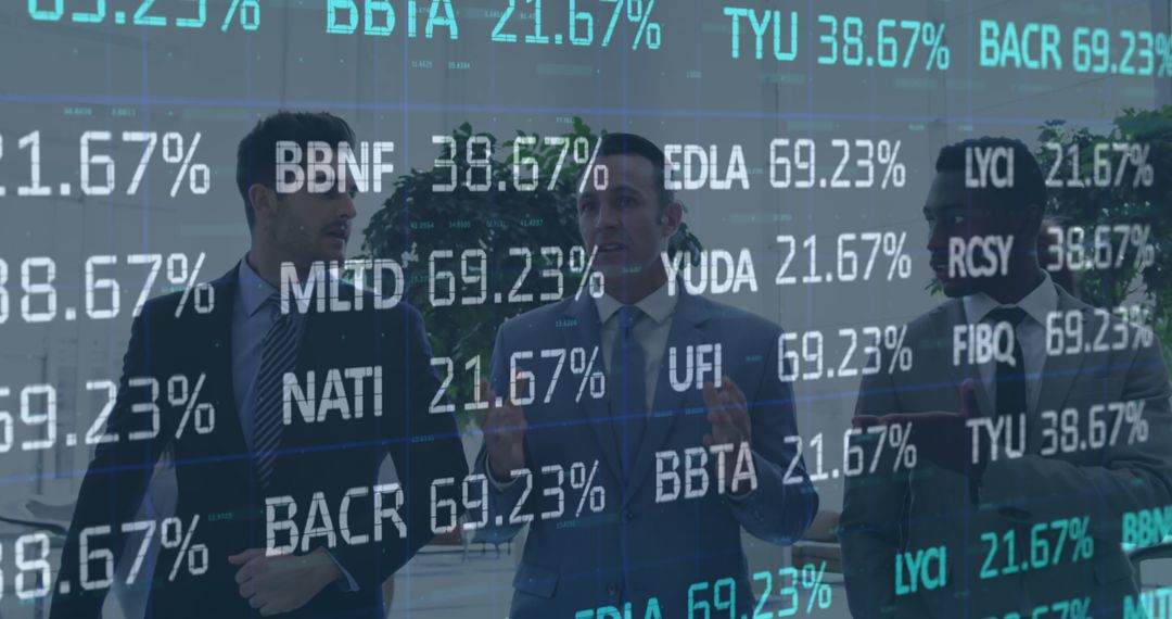 Businessmen Analyzing Digital Stock Market Data Overlay