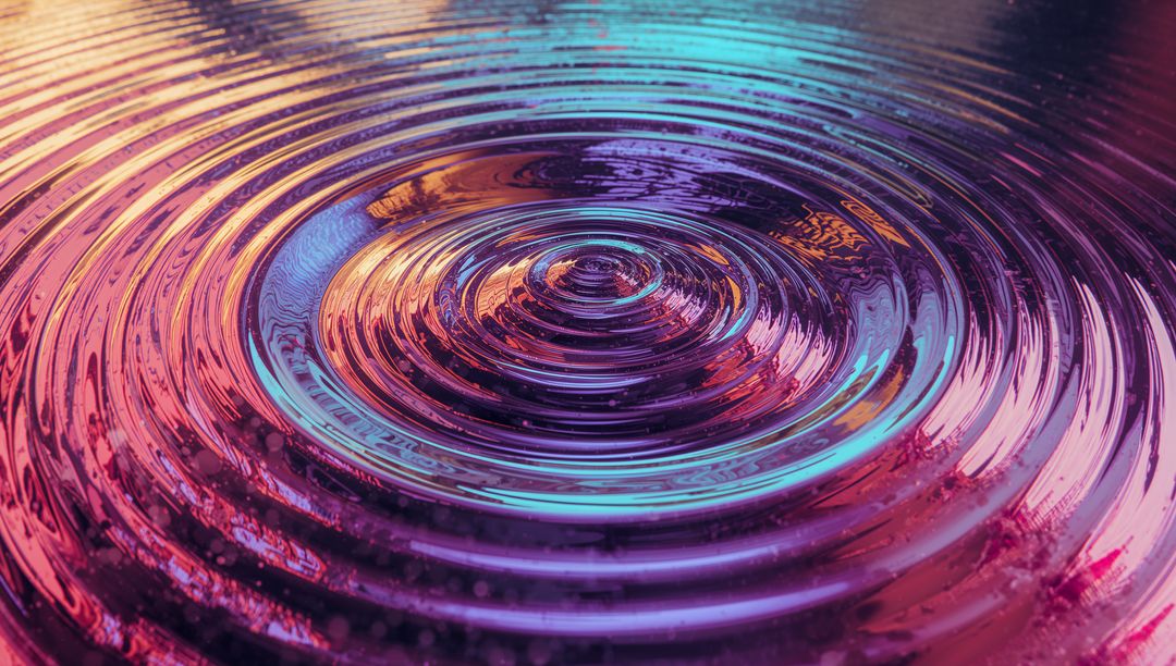 Vibrant Abstract Ripples with Neon Reflections on Water Surface