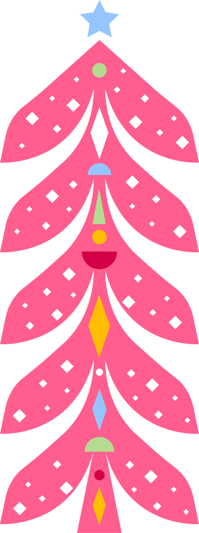 Abstract Pink Christmas Tree Layered Design with Star