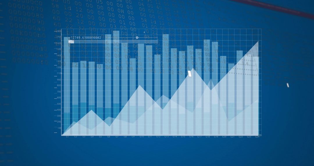 Digital Data Analysis Graphs on Blue Background