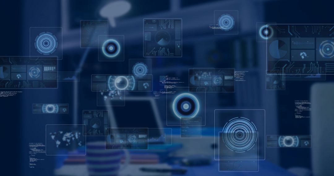 Digital Data Interface Hovering in Modern Office