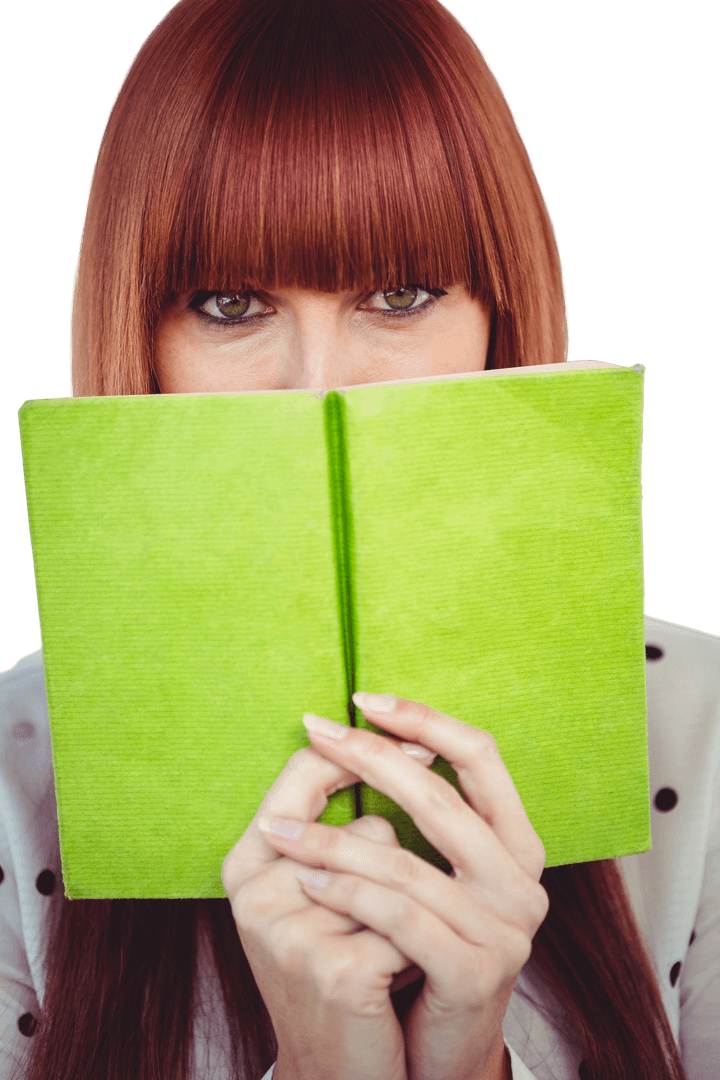 Transparent Hipster Woman Reading Green Book