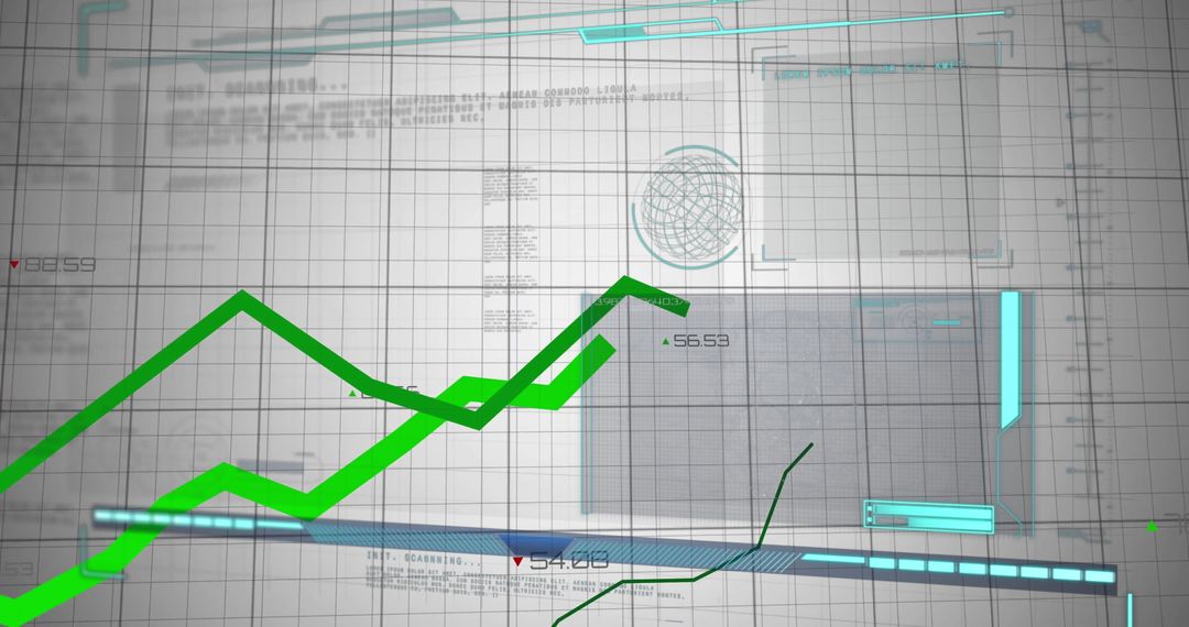 Futuristic Digital Data Dashboard with Rising Line Graph