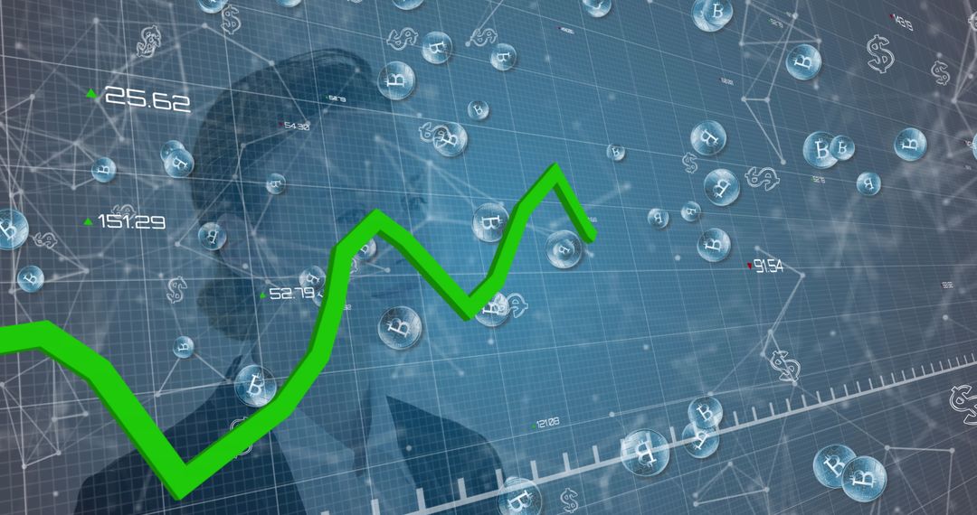 Cryptocurrency and Technology Concept with Businesswoman and Bitcoin