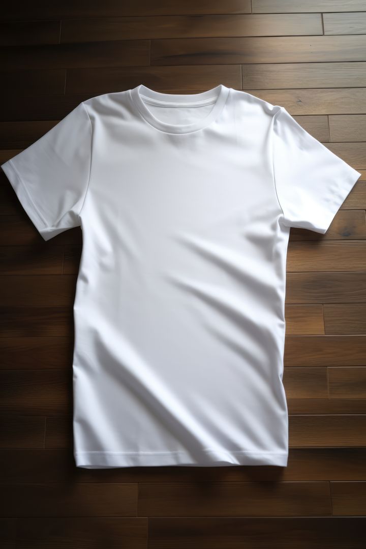 White tshirt with copy space on wooden background, created using generative ai technology - Free Images, Stock Photos and Pictures on Pikwizard.com