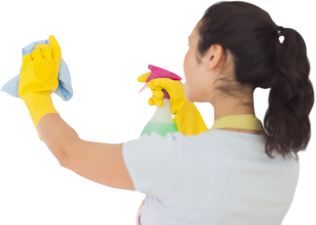 Transparent Image of Woman Spraying and Cleaning with Rubber Gloves - Download Free Stock Images Pikwizard.com