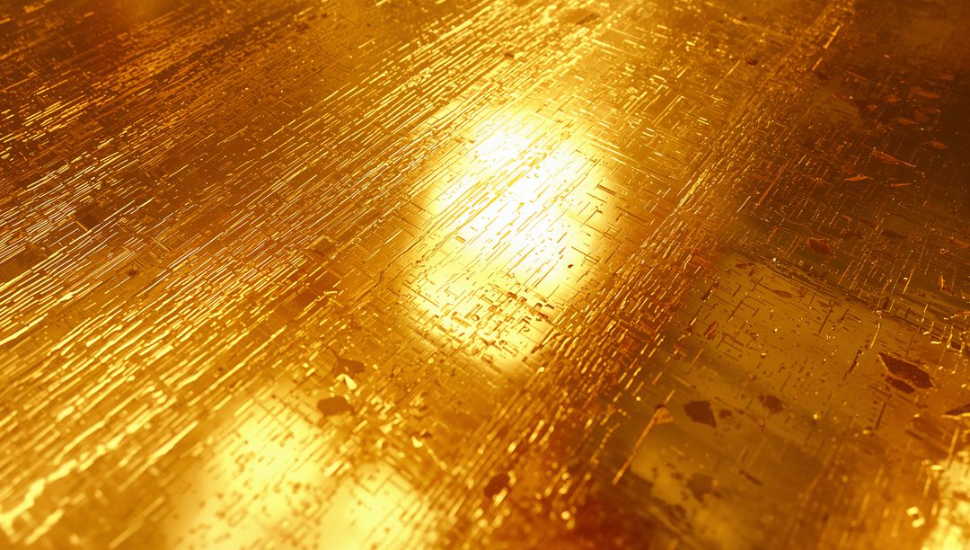 Close-Up of Textured Golden Reflective Metallic Surface
