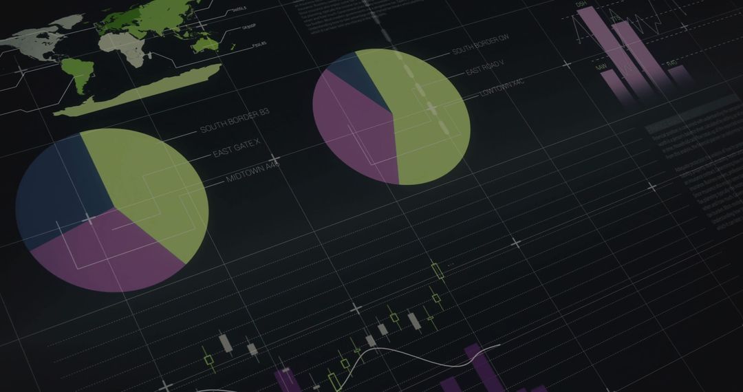 Digital Data and Financial Charts on Dark Interface