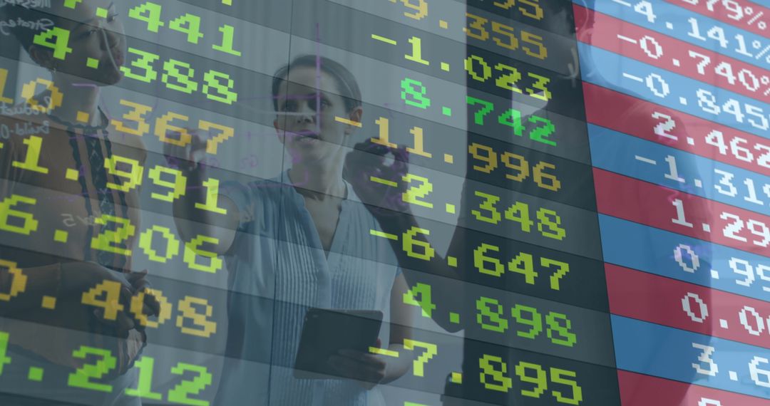 Financial Experts Analyzing Stock Market Data in Synchronized Collaboration