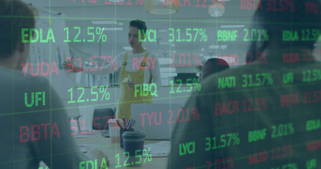Business Presentation with Overlay of Stock Market Data Charts