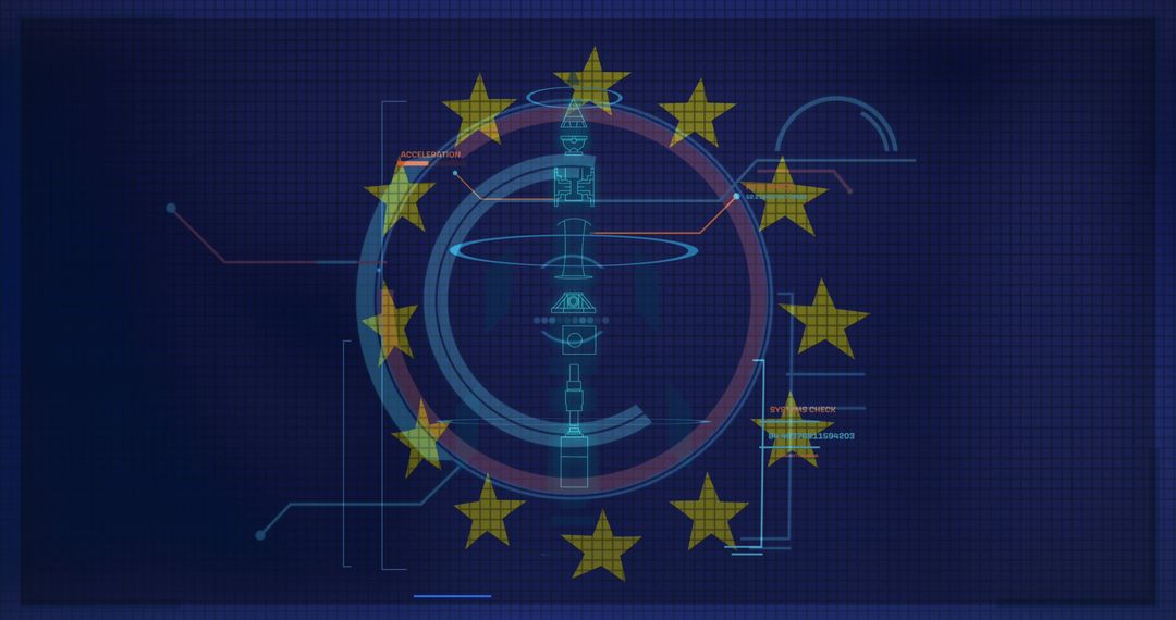 Futuristic Digital Illustration of European Union with Data Chart Overlay