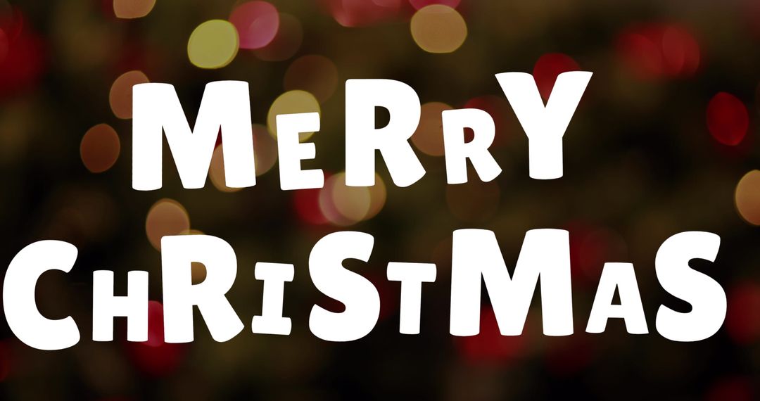 Festive Merry Christmas Text with Bokeh Lights