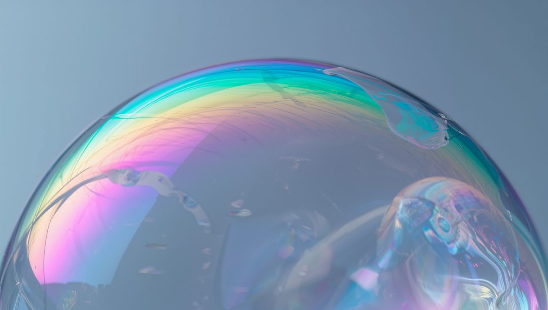 Vibrant Soap Bubble Floating with Iridescent Colors