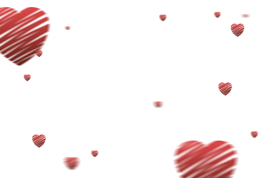 Floating Red Hearts on Transparent Background for Valentine's Day