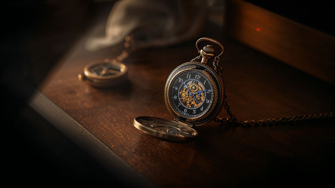 Vintage Pocket Watch Displaying Intricate Skeleton Design