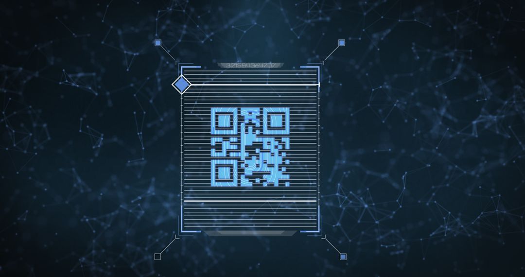 Digital QR Code on Futuristic Network Background