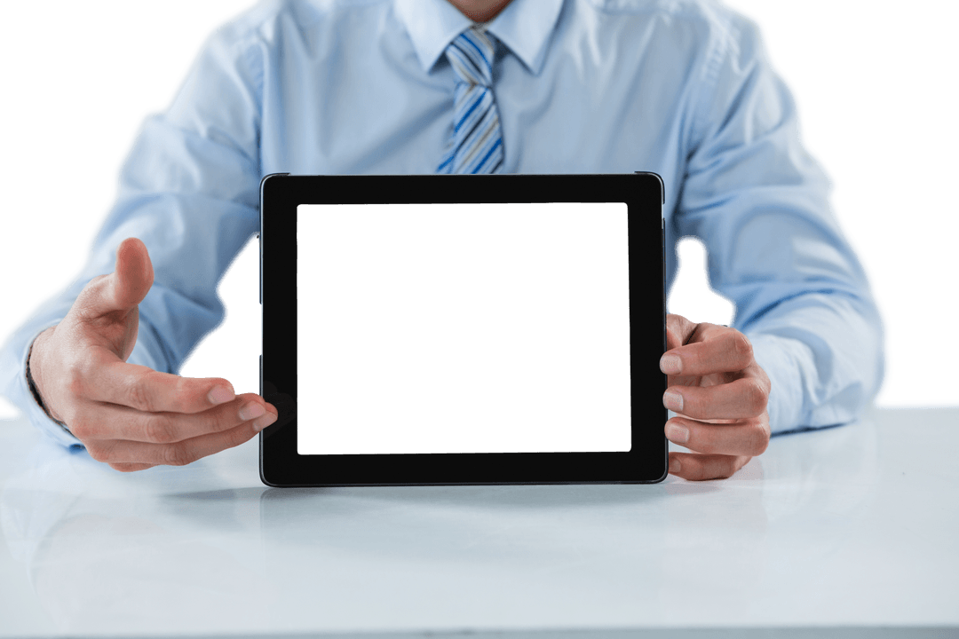 Businessman Showing Transparent Tablet for Presentation