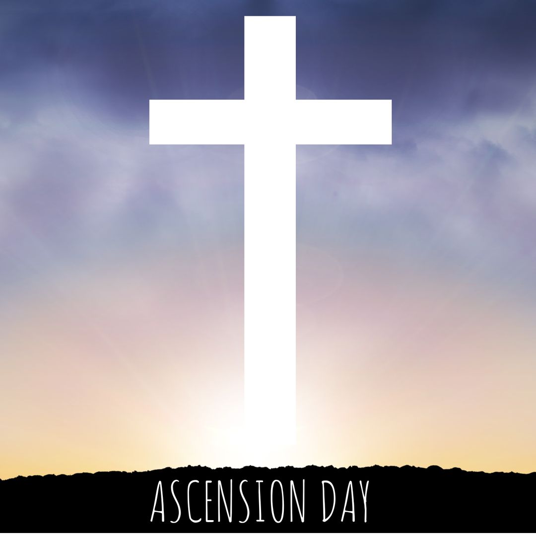 Ascension Day Cross Against Sunset Sky with Clouds